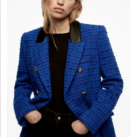 Zara combination faux leather textured blazer - Picture 4 of 14
